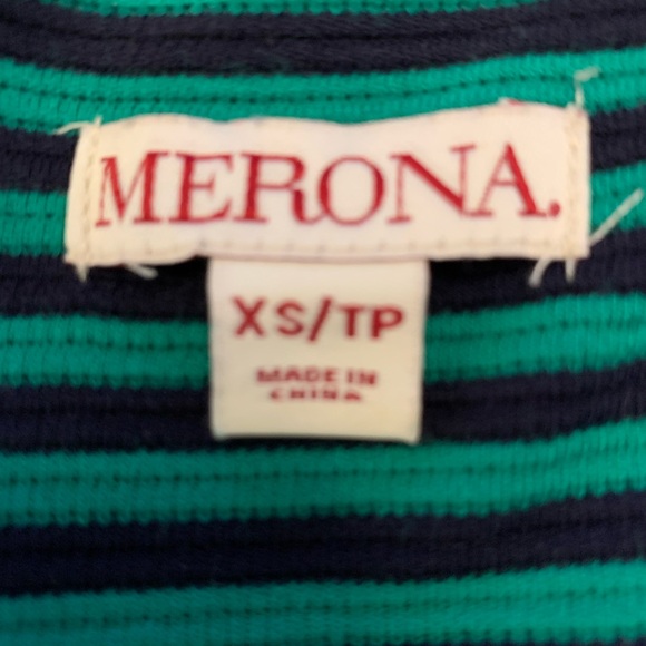 Striped fit & flare dress, Navy Blue/ Green, size xs - Picture 3 of 4